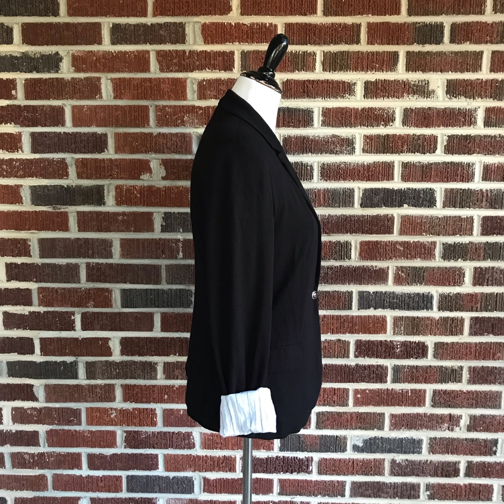 Mng Basic Black Fully Lined Blazer Size Medium - image 2